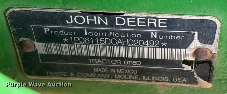 image for item DY0927 2011 John Deere 6115D MFWD tractor