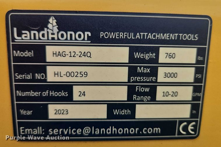 image for item EB8238 2023 LandHonor HAG-12-24Q skid steer bale accumulator grapple