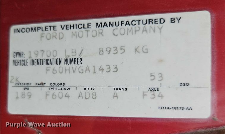 image for item EB8254 1980 Ford grain truck