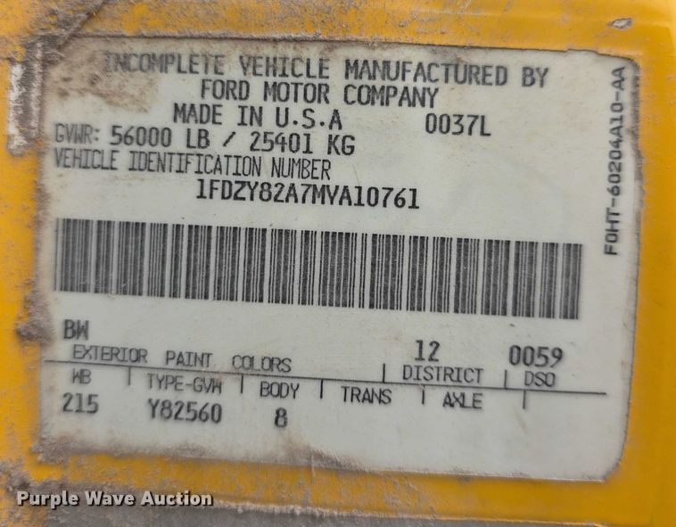 image for item EF3769 1991 Ford L8000 grain truck