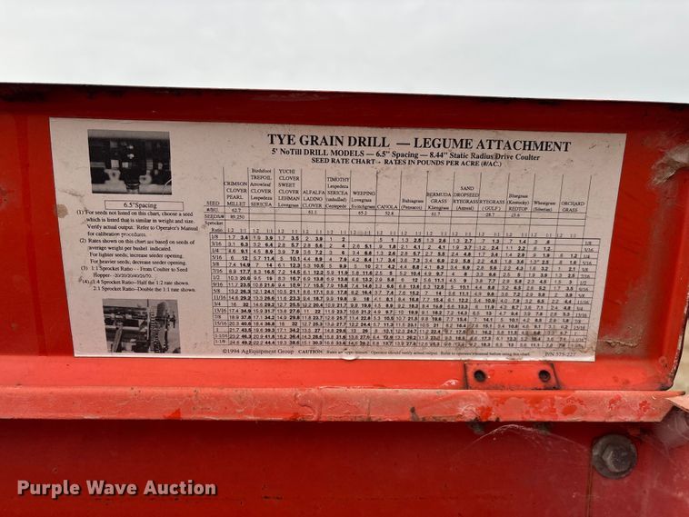 image for item EN5536 Tye Pasture Pleaser 114-5215 no-till grain drill