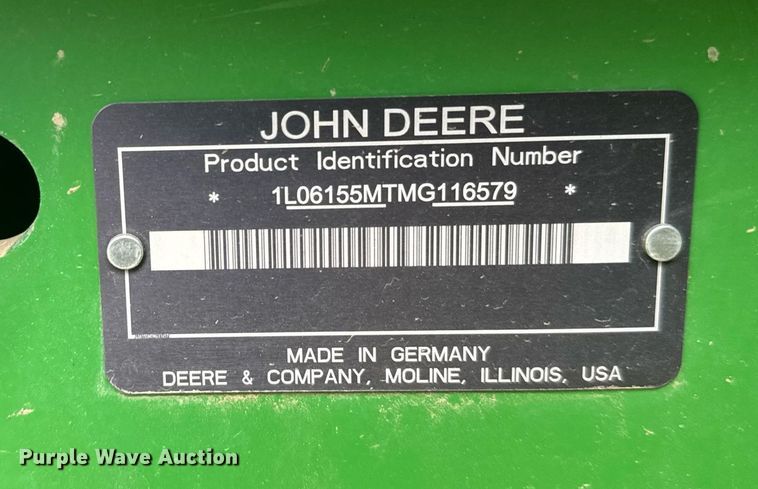 image for item ER2191 2021 John Deere 6155M MFWD tractor