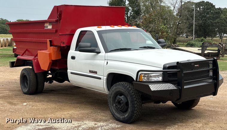 image for item EU0080 1999 Dodge Ram 3500 feed mixer pickup truck