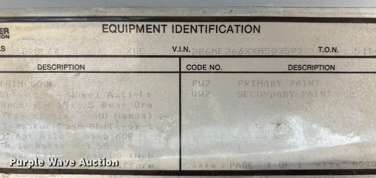 image for item EU0080 1999 Dodge Ram 3500 feed mixer pickup truck