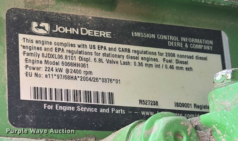 image for item EV1582 2008 John Deere 9570 STS RWA combine