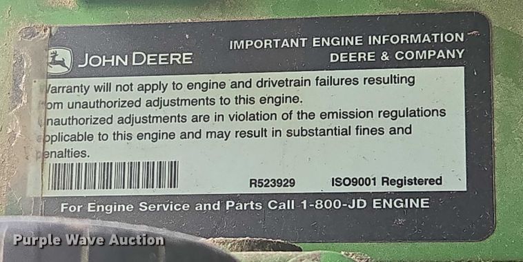 image for item EV1582 2008 John Deere 9570 STS RWA combine