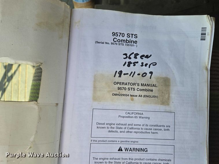 image for item EV1582 2008 John Deere 9570 STS RWA combine