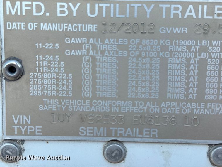 image for item DJ7758 2014 Utility VS2RA refrigerated van trailer