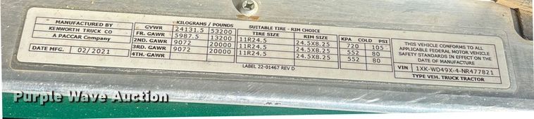 image for item DM1968 2022 Kenworth W900 semi truck