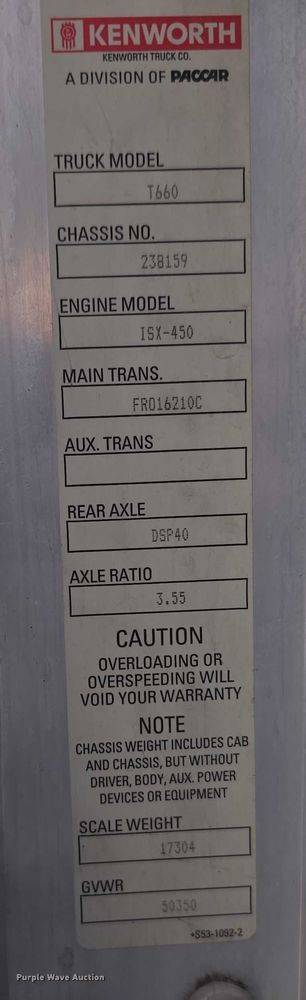 image for item DR3982 2009 Kenworth T660 semi truck