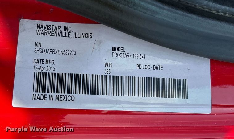 image for item DU1251 2014 International Pro Star Plus semi truck