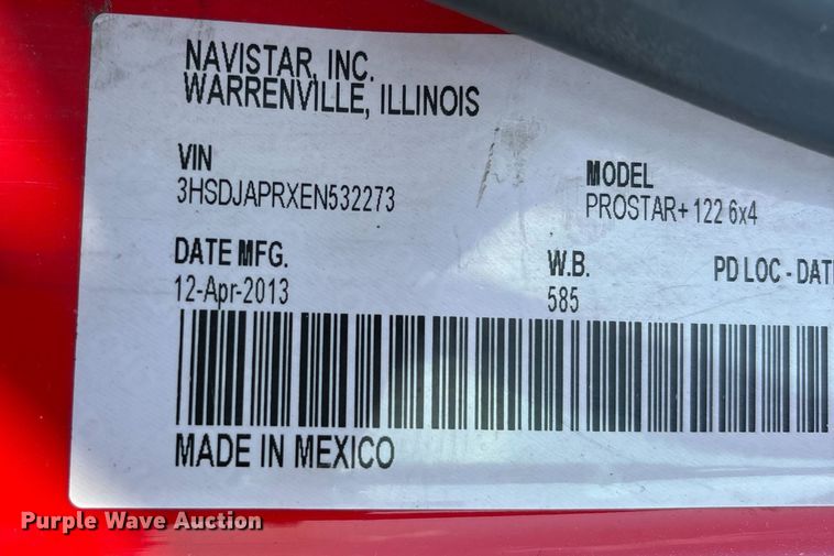 image for item DU1251 2014 International Pro Star Plus semi truck