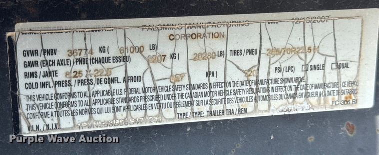image for item DW6503 2008 Palomino MUV-ALL double drop deck hydraulic tail equipment trailer