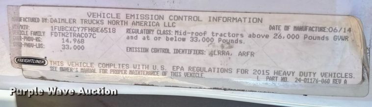 image for item DW6530 2015 Freightliner M2 semi truck