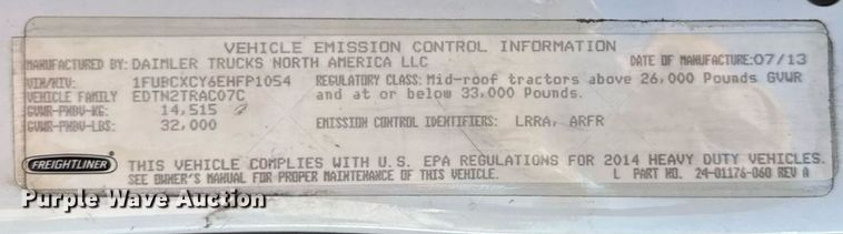 image for item DW6531 2014 Freightliner Business Class M2 semi truck