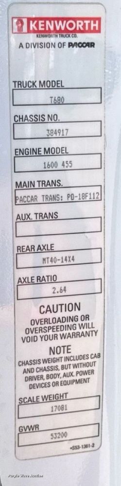 image for item DW6532 2020 Kenworth T680 Semi Truck