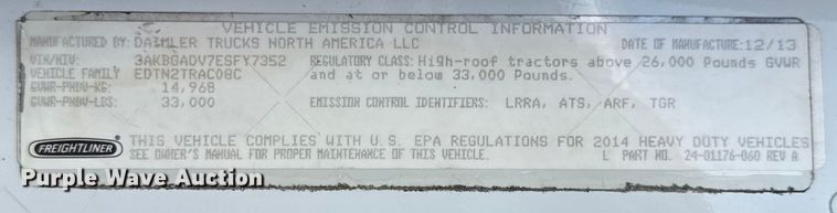 image for item DW6534 2014 Freightliner Cascadia semi truck