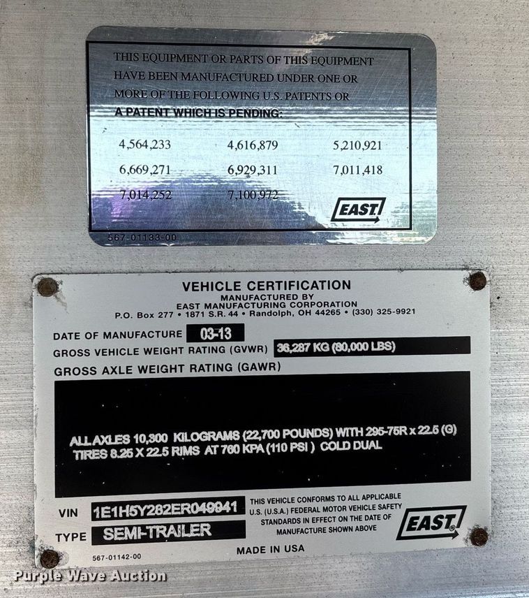 image for item DW7224 2014 East BST flatbed trailer