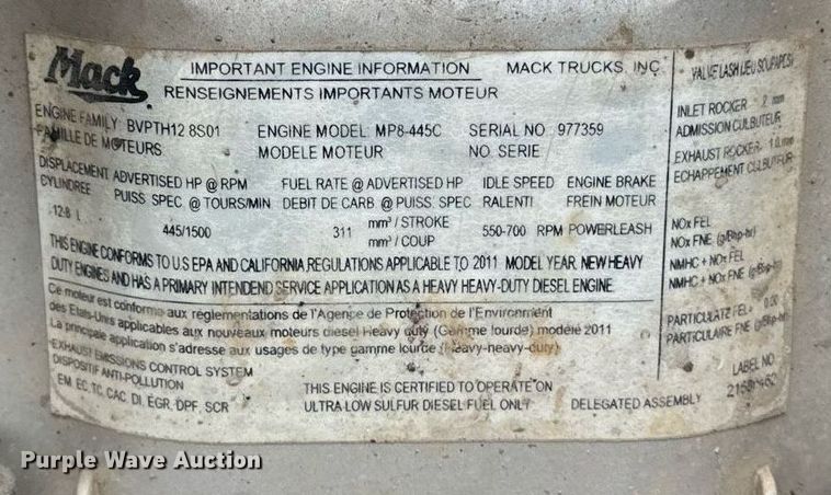image for item EB2973 2012 Mack CHU613 semi truck