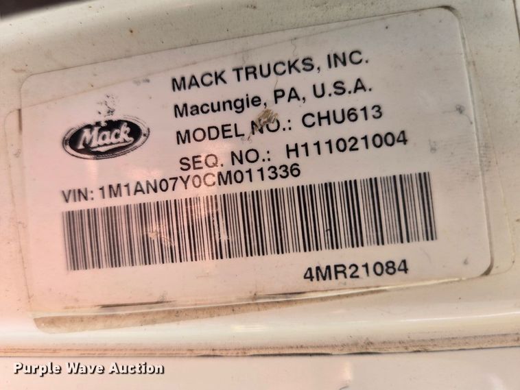 image for item EB2973 2012 Mack CHU613 semi truck