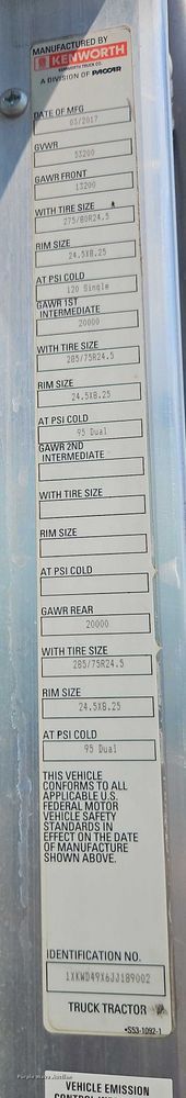 image for item EB8217 2018 Kenworth W9 Series semi truck