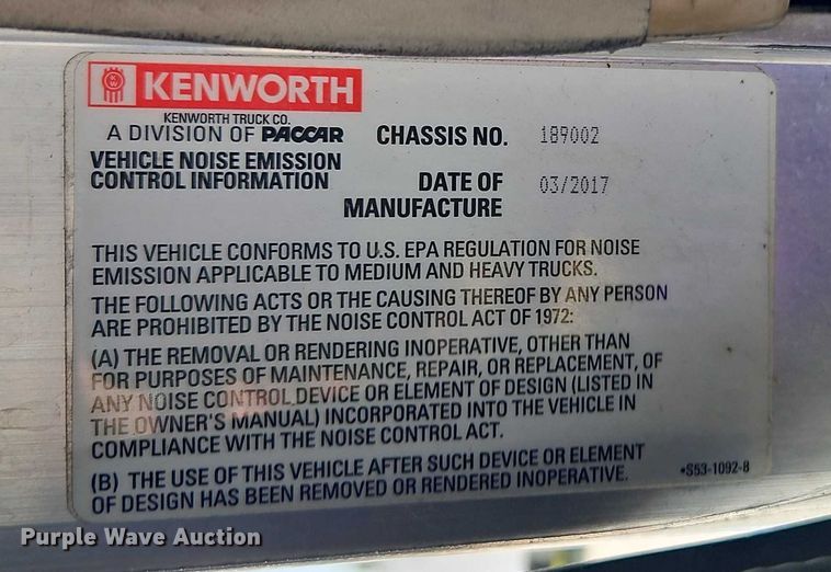 image for item EB8217 2018 Kenworth W9 Series semi truck