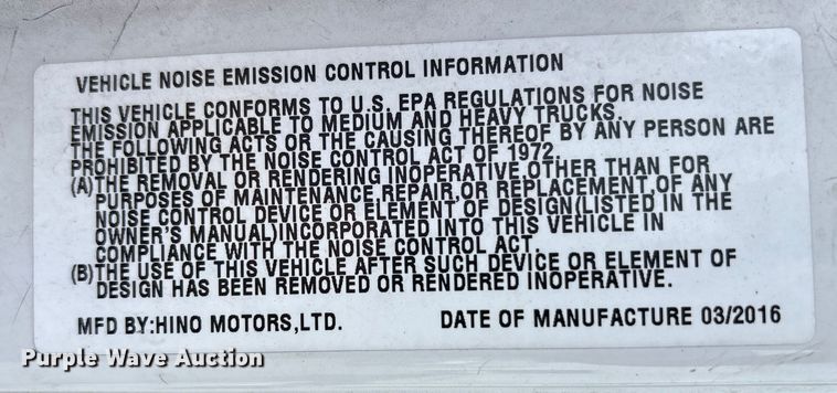 image for item EC4389 2017 Hino 268 box truck