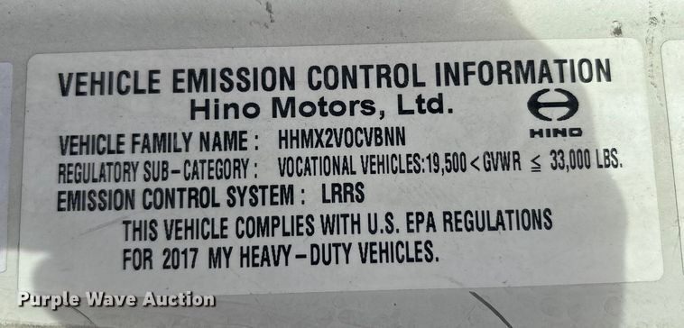 image for item EC4390 2017 Hino 268 box truck