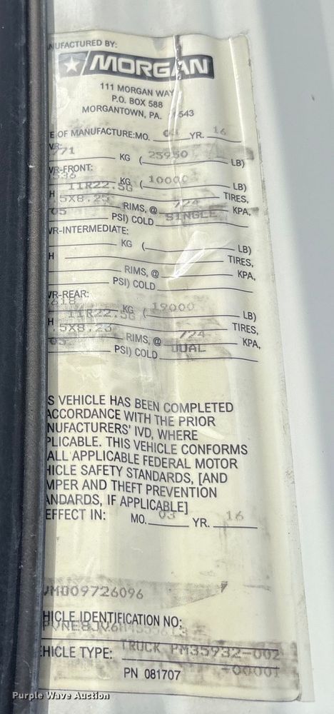 image for item EC4390 2017 Hino 268 box truck