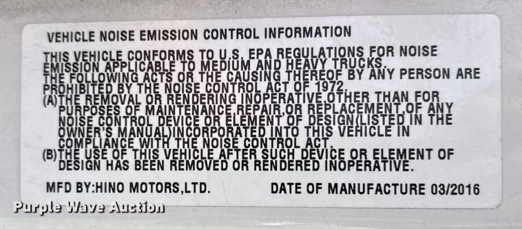 image for item EC4391 2017 Hino 268 box truck