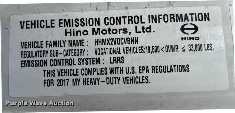 image for item EC4392 2017 Hino 268 box truck