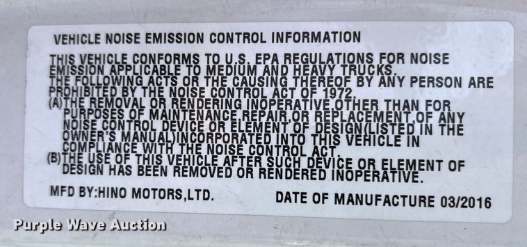 image for item EC4392 2017 Hino 268 box truck