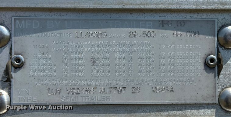 image for item EG6100 2006 Utility VS2RA refrigerated van trailer