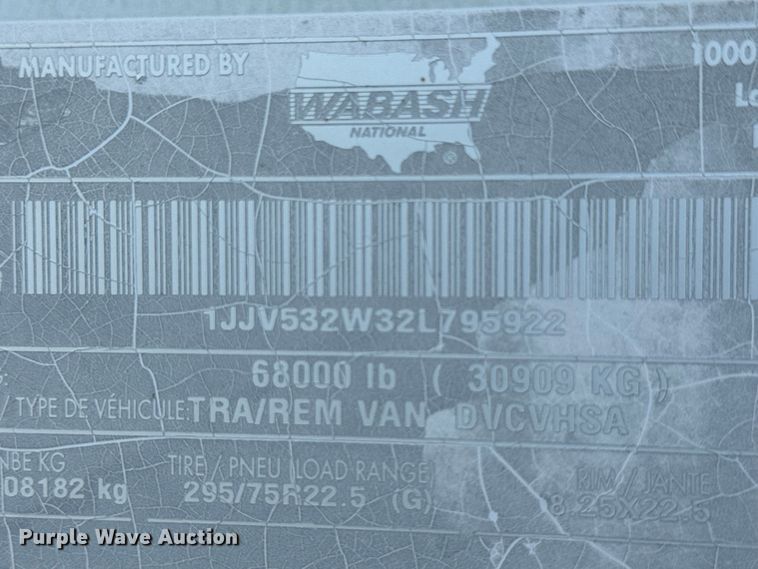 image for item EG6103 2002 Wabash DVCVHSA dry van trailer