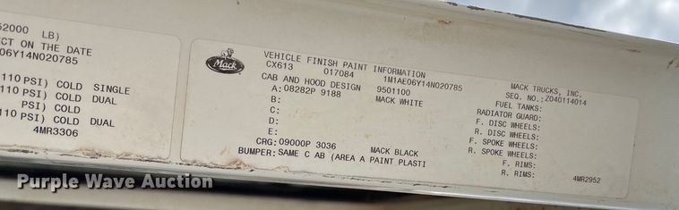 image for item EM0581 2004 Mack CX613 flatbed truck