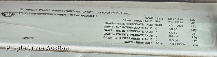 image for item EM0583 2008 Mack GU713 flatbed truck