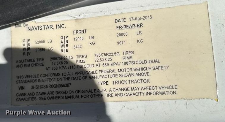 image for item EM2322 2016 International RF027 semi truck