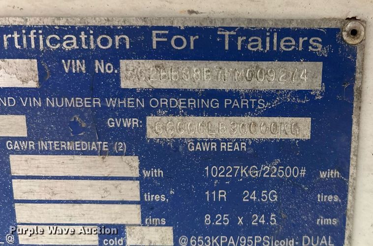 image for item EN5538 2015 Clement Starlight end dump trailer