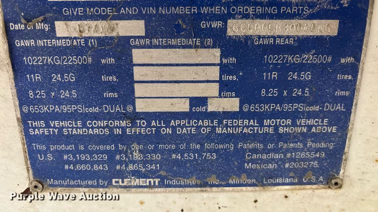 image for item EN5538 2015 Clement Starlight end dump trailer