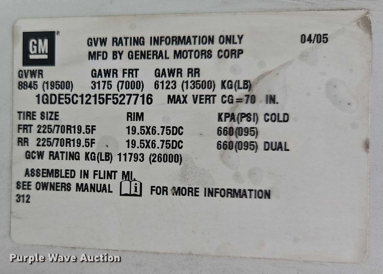 image for item EO4638 2005 GMC C5 flatbed truck