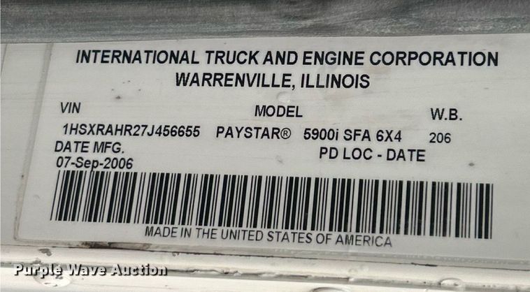 image for item ET3067 2007 International 5900i SFA semi truck