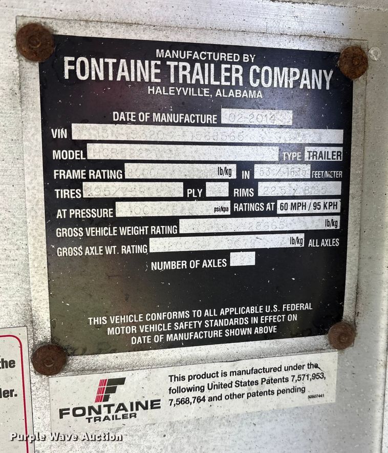 image for item ET7045 2015 Fontaine HCR222WSA Revolution 52  flatbed trailer