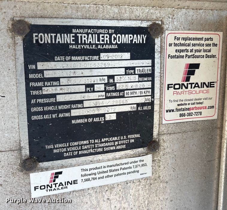 image for item ET7048 2013 Fontaine HAR5222WSA Revolution 52 flatbed trailer