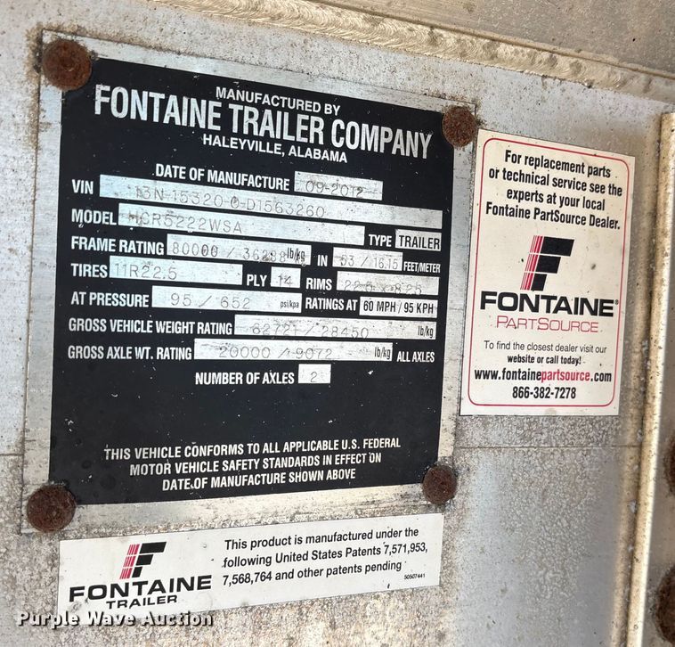 image for item ET7050 2013 Fontaine HCR5222WSA Revolution 52 flatbed trailer