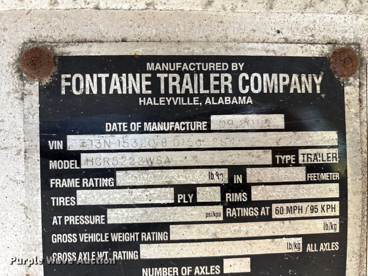 image for item ET7053 2013 Fontaine HCR5222WSA Revolution 52 flatbed trailer