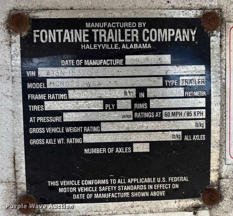 image for item ET7053 2013 Fontaine HCR5222WSA Revolution 52 flatbed trailer