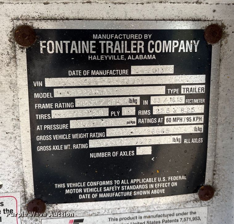 image for item ET7055 2015 Fontaine HCR5222WSA flatbed trailer