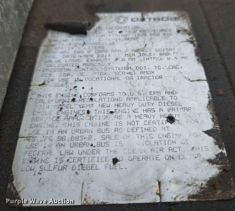 image for item EU3562 2015 Freightliner Cascadia semi truck