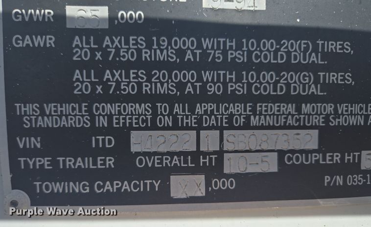 image for item EV1619 1995 Timpte grain trailer