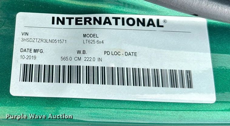 image for item YA0562 2020 International LT625 semi truck